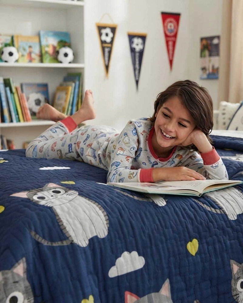 CUBRECAMA QUILT DE VERANO PLAZA Y MEDIA DISEÑOS INFANTILES MAS FUNDA - 3
