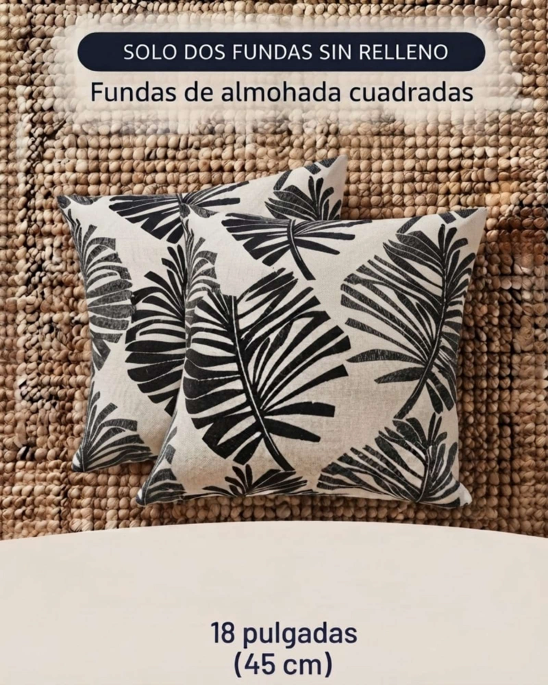 PACK DE 6 FUNDAS DE COJIN JACQUARD DISEÑO HOJAS TROPICALES - 6