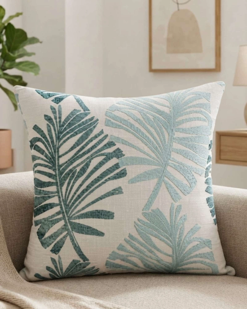 PACK DE 6 FUNDAS DE COJIN JACQUARD DISEÑO HOJAS TROPICALES - 3