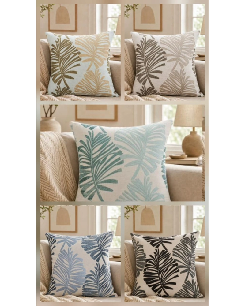 PACK DE 2 FUNDAS DE COJIN JACQUARD DISEÑO HOJAS TROPICALES - 7