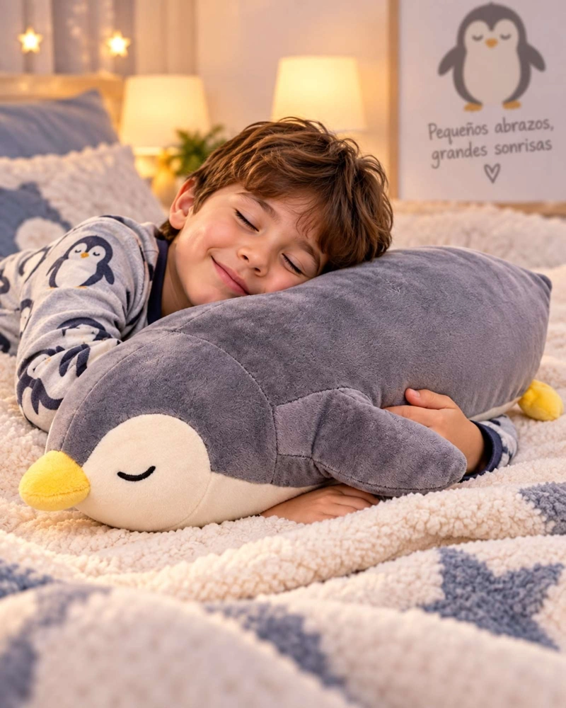 COJIN PELUCHE PINGÜINO EXTRA SUAVE ALMOHADA PARA ABRAZAR 30 CM - 1