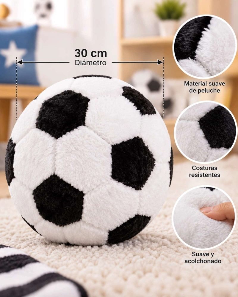 COJIN PELUCHE DEPORTE ALMOHADA EXTRA SUAVE 30 CM - 4