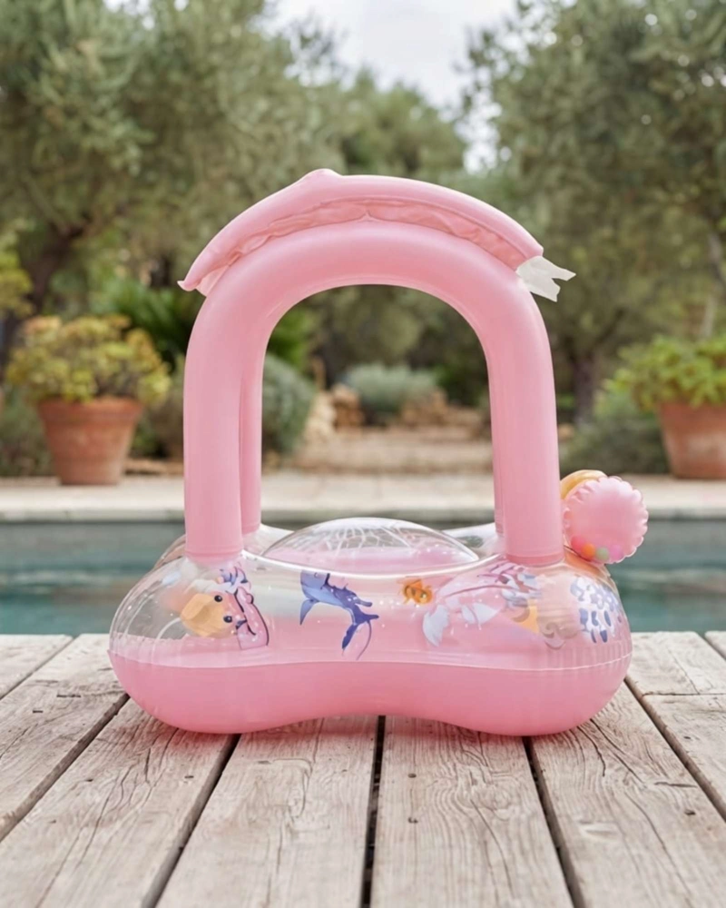 FLOTADOR BEBE  CON TECHO PARASOL Y ASIENTO PISCINA. - 2
