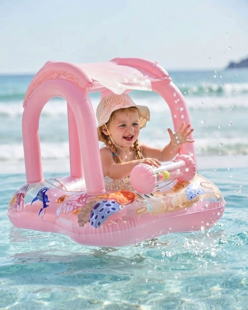 FLOTADOR BEBE  CON TECHO PARASOL Y ASIENTO PISCINA. - 4