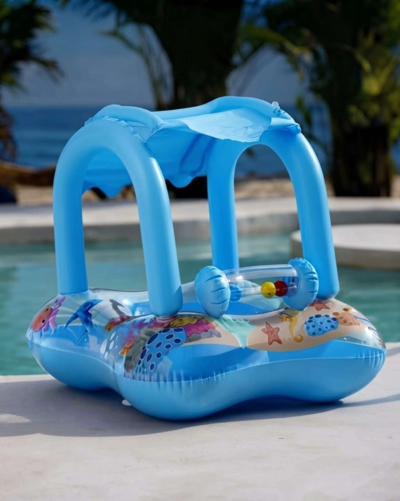 FLOTADOR BEBE  CON TECHO PARASOL Y ASIENTO PISCINA. - 2