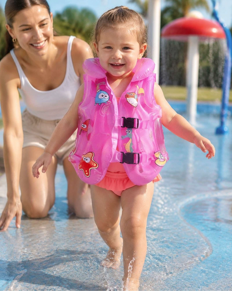 CHALECO INFLABLE INFANTIL CON DOBLE BROCHE PARA PISCINA - 1