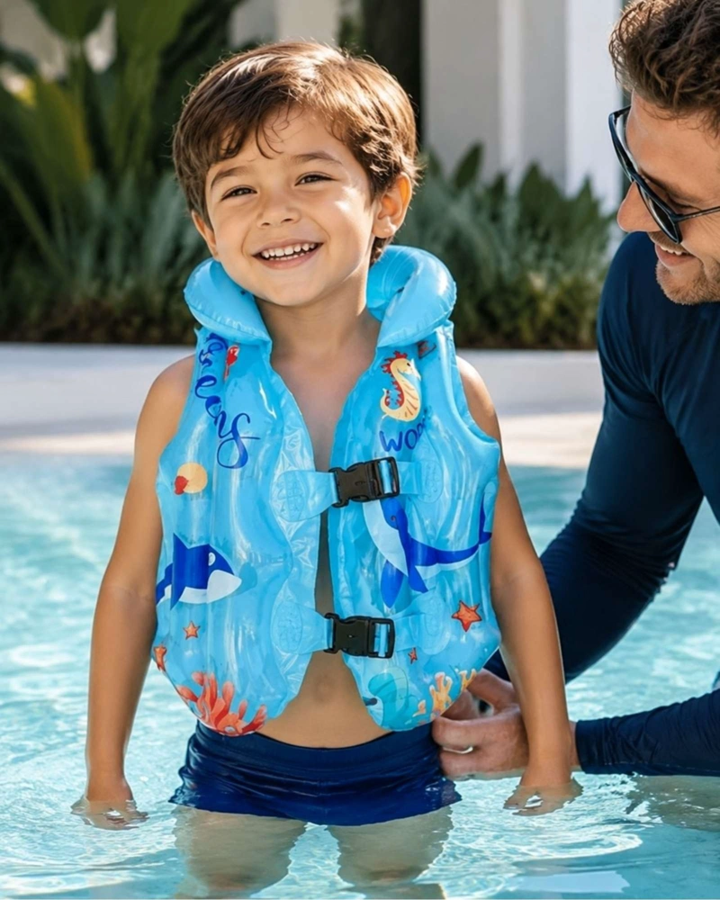 CHALECO INFLABLE INFANTIL CON DOBLE BROCHE PARA PISCINA - 1