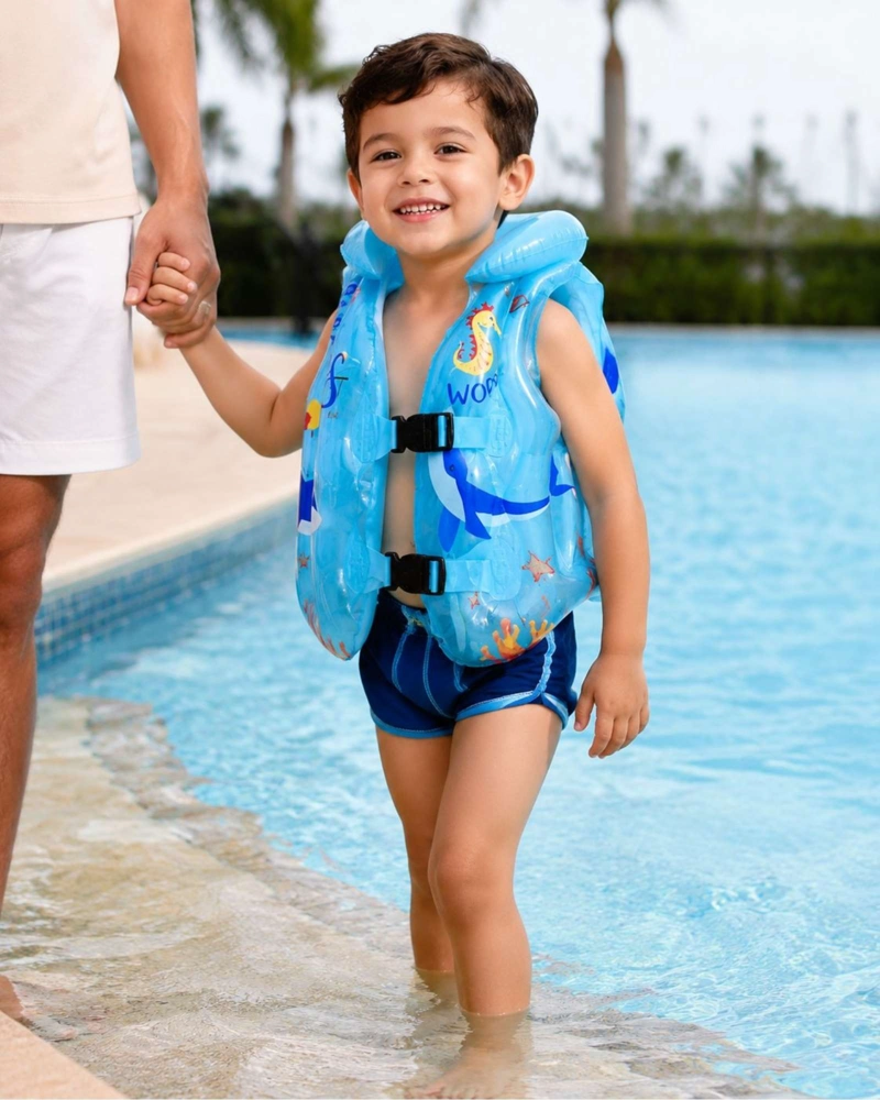 CHALECO INFLABLE INFANTIL CON DOBLE BROCHE PARA PISCINA - 4