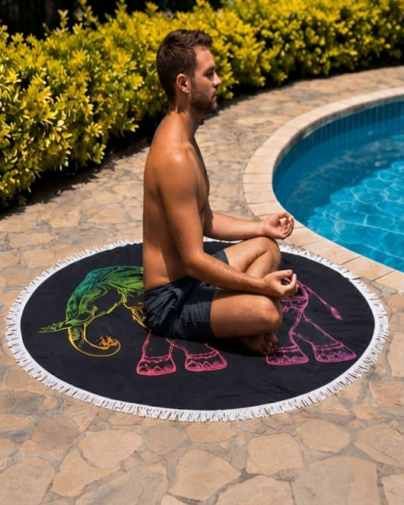 TOALLA MANDALA DE PLAYA REDONDA CON FLECOS DISEÑOS VERANO. - 5