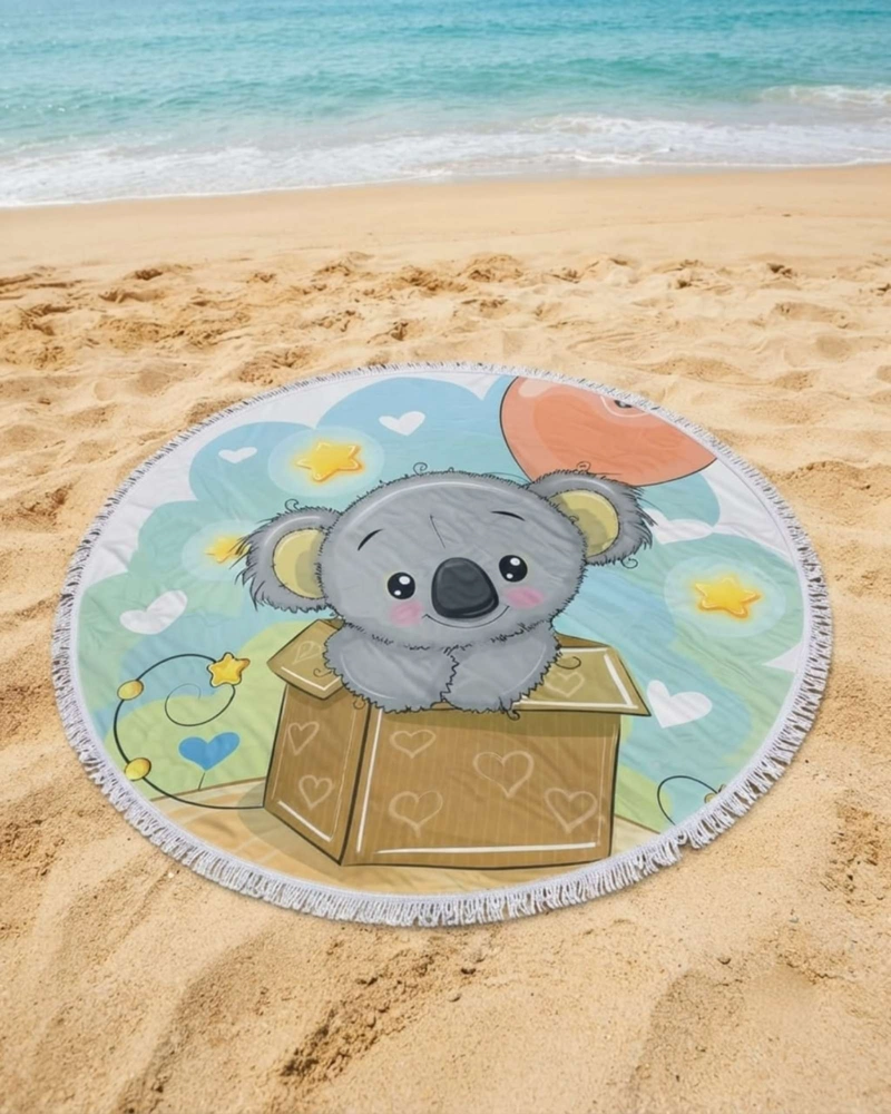 TOALLA MANDALA DE PLAYA REDONDA CON FLECOS DISEÑOS VERANO. - 1
