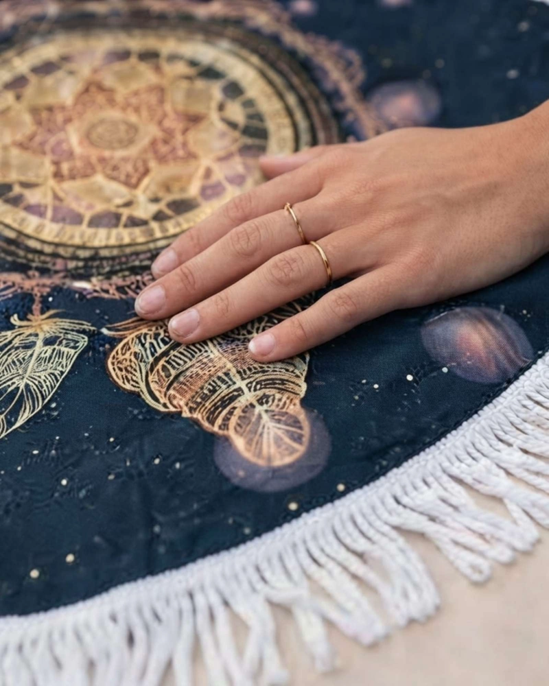 TOALLA MANDALA DE PLAYA REDONDA CON FLECOS DISEÑOS VERANO. - 6
