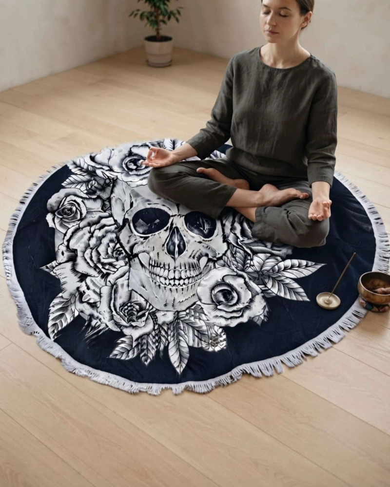 TOALLA MANDALA DE PLAYA REDONDA CON FLECOS DISEÑOS VERANO. - 3