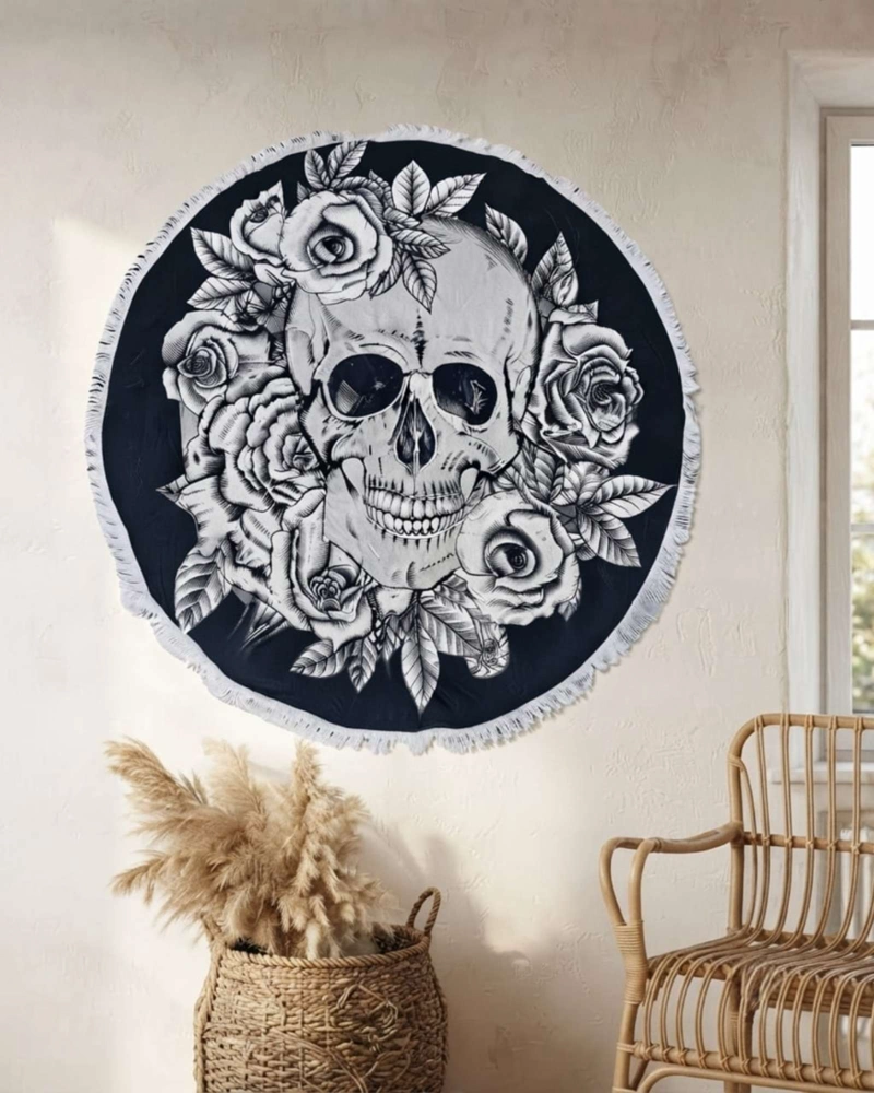 TOALLA MANDALA DE PLAYA REDONDA CON FLECOS DISEÑOS VERANO. - 5