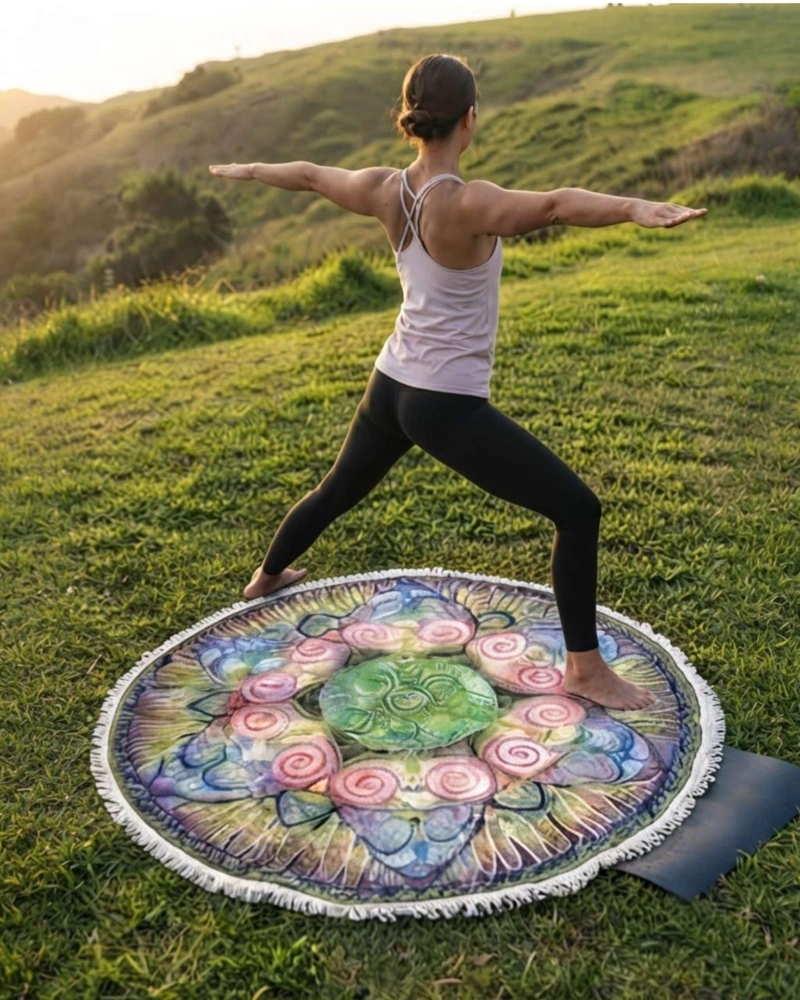 TOALLA MANDALA DE PLAYA REDONDA CON FLECOS DISEÑOS VERANO. - 5