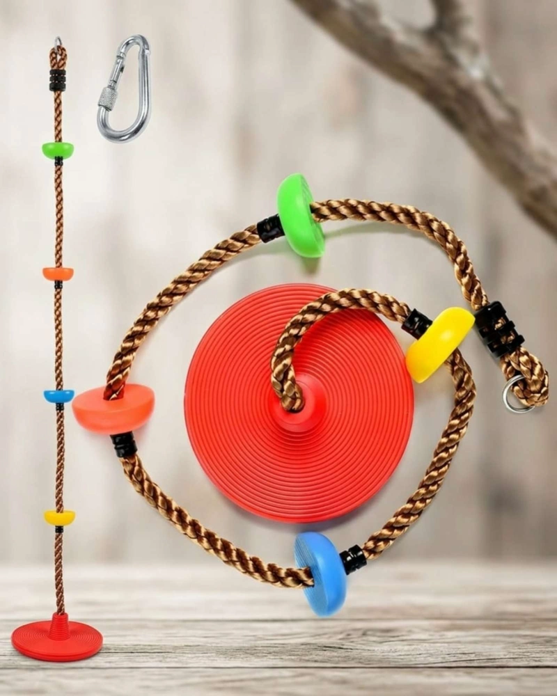 COLUMPIO DE ESCALADA INFANTIL TIPO DISCO CON CUERDA Y PELDAÑOS. - 5