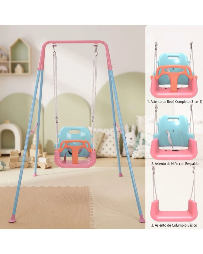 COLUMPIO INFANTIL 3 EN 1 CONVERTIBLE CON ESTRUCTURA METALICA ROSADO UNISEX - 7