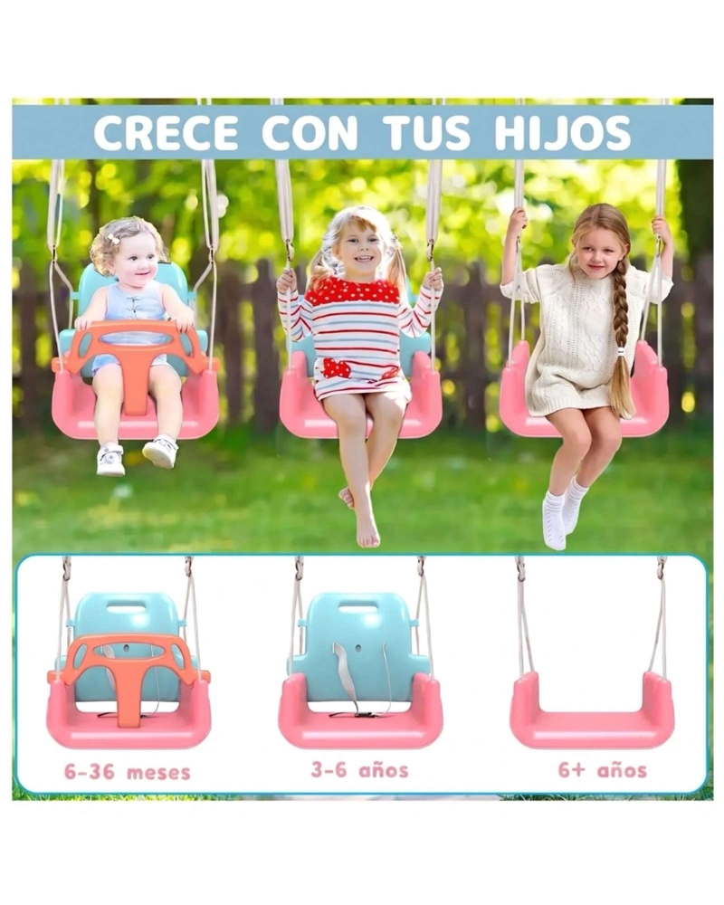 COLUMPIO INFANTIL 3 EN 1 CONVERTIBLE CON ESTRUCTURA METALICA ROSADO UNISEX - 8