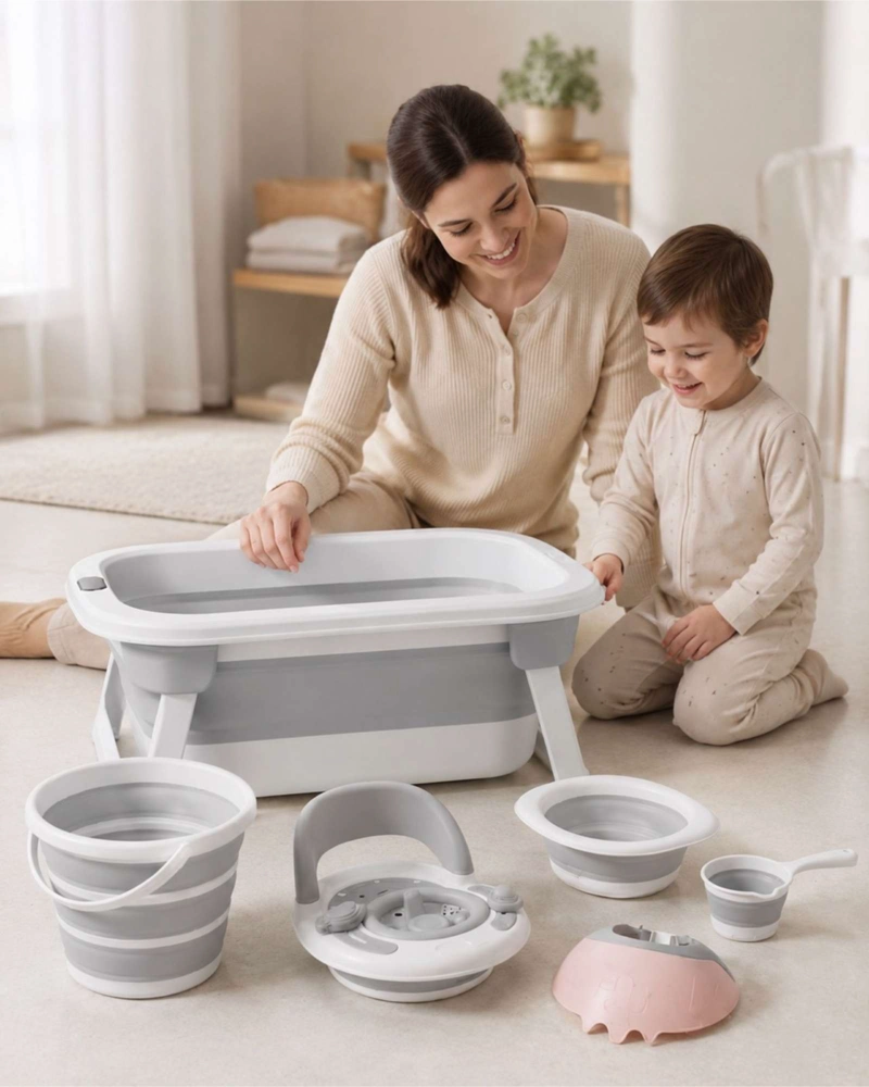 SET DE BAÑO PARA BEBE  CON BAÑERA PLEGABLE Y ACCESORIOS - 2