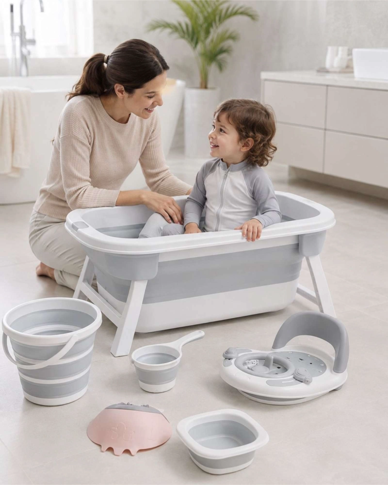SET DE BAÑO PARA BEBE  CON BAÑERA PLEGABLE Y ACCESORIOS - 4