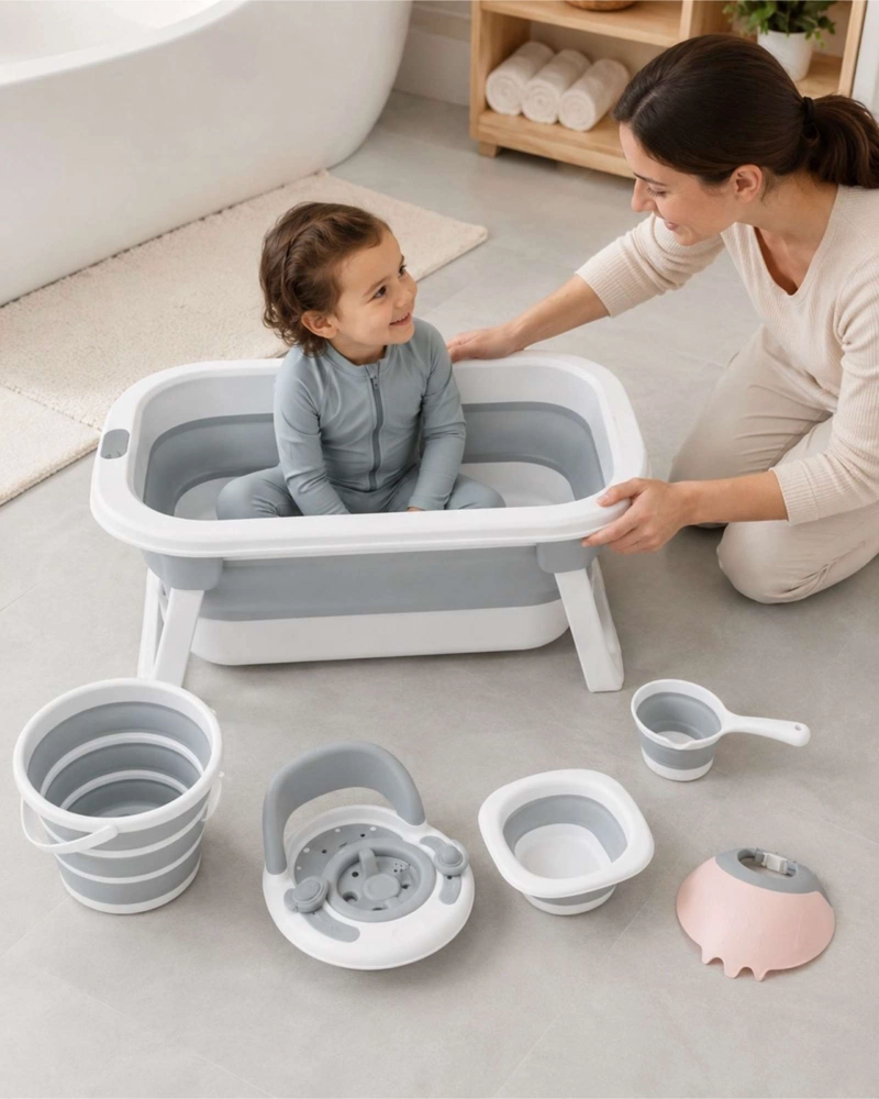 SET DE BAÑO PARA BEBE  CON BAÑERA PLEGABLE Y ACCESORIOS - 6