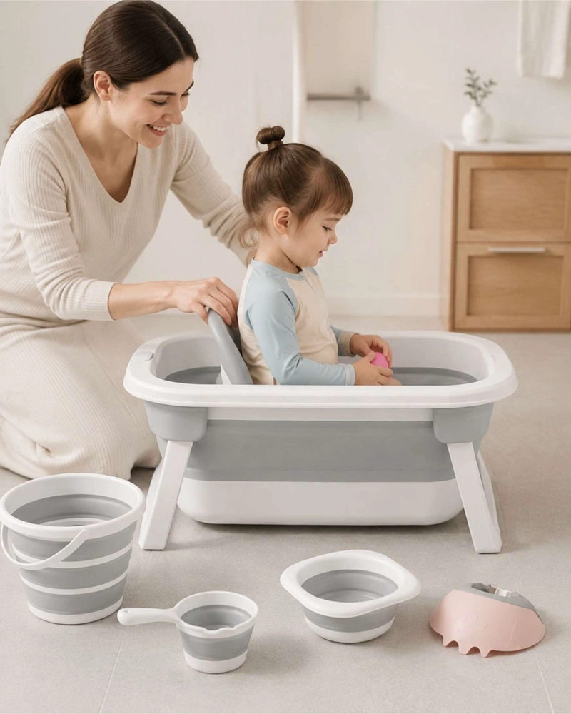 SET DE BAÑO PARA BEBE  CON BAÑERA PLEGABLE Y ACCESORIOS - 7