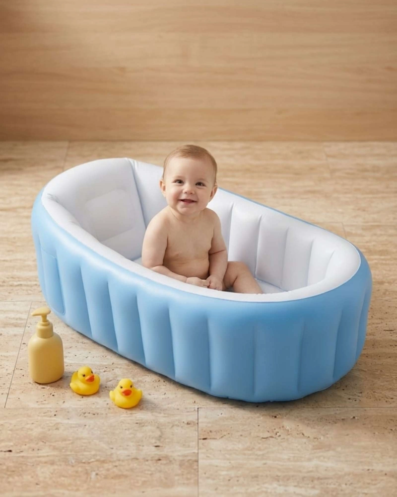 BAÑERA TINA PARA BEBE S INFLABLE PORTATIL PLEGABLE ANTIDESLIZANTE. - 4