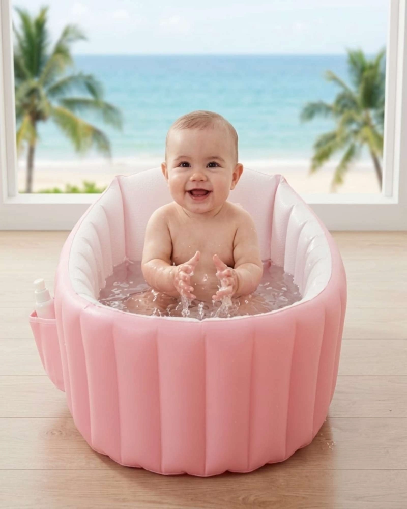 BAÑERA TINA PARA BEBE S INFLABLE PORTATIL PLEGABLE ANTIDESLIZANTE. - 4