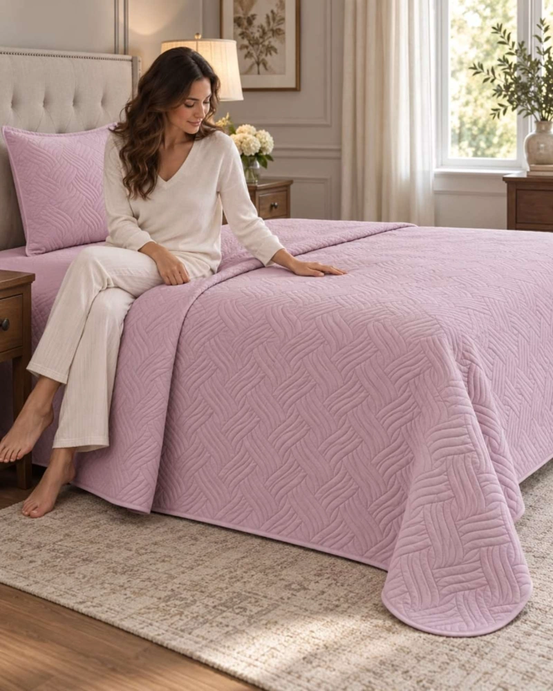 CUBRECAMA COLCHA DELGADA DE VERANO PLAZA Y MEDIA CON FUNDA DE ALMOHADA - 2