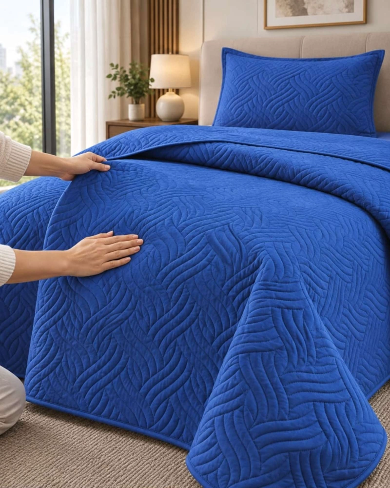 CUBRECAMA COLCHA DELGADA DE VERANO PLAZA Y MEDIA CON FUNDA DE ALMOHADA - 5