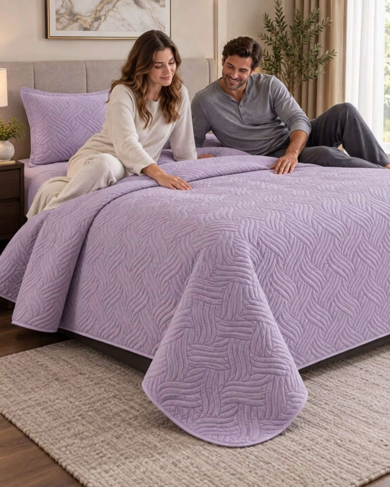 CUBRECAMA COLCHA DELGADA DE VERANO PLAZA Y MEDIA CON FUNDA DE ALMOHADA - 1