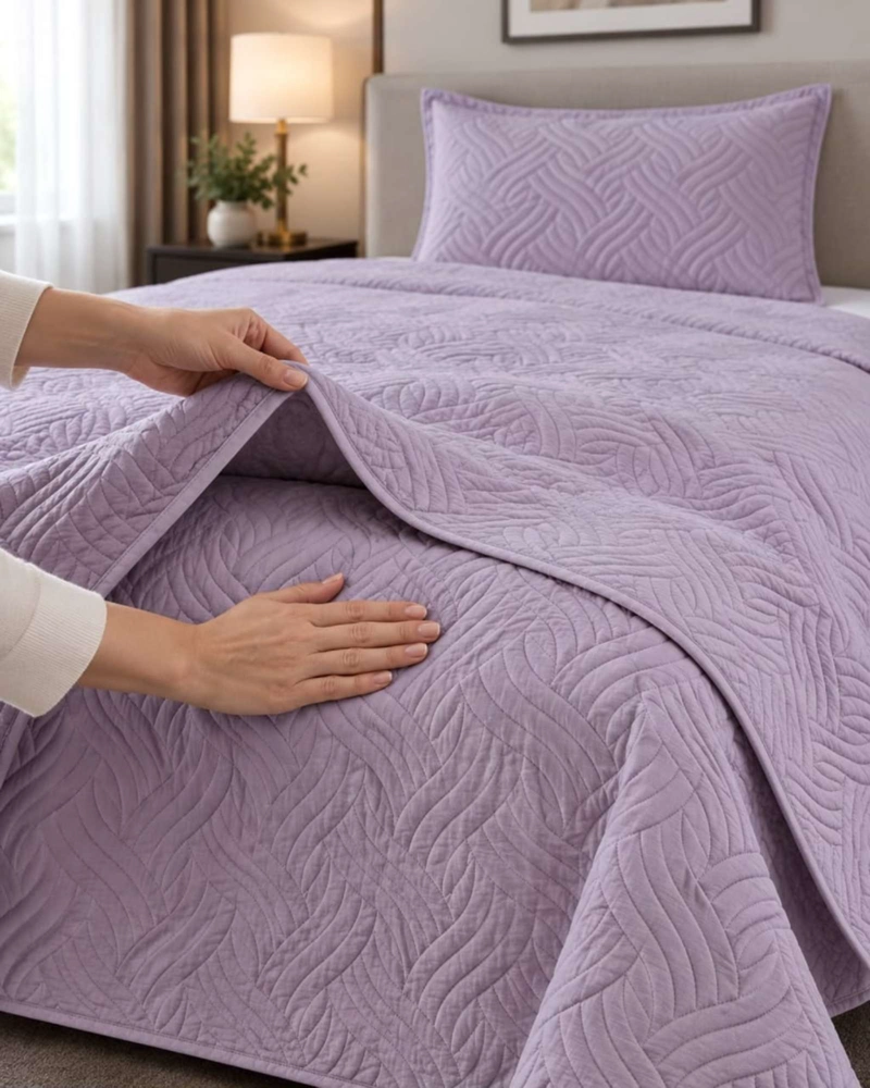 CUBRECAMA COLCHA DELGADA DE VERANO PLAZA Y MEDIA CON FUNDA DE ALMOHADA - 5