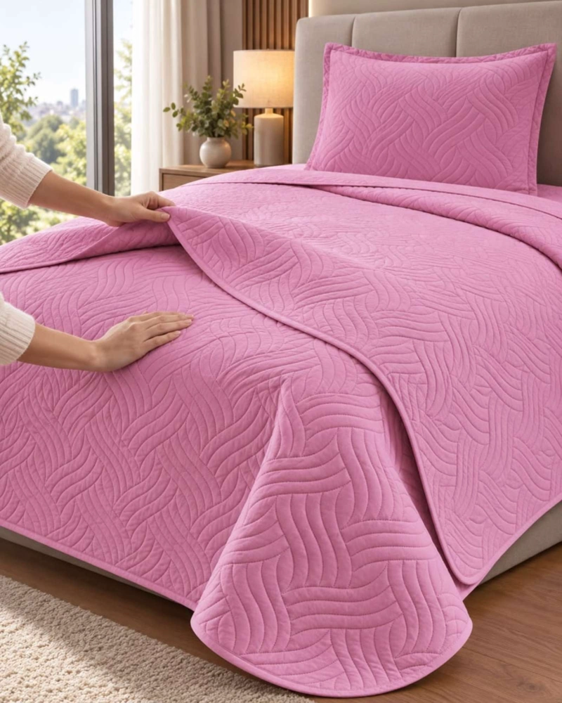 CUBRECAMA COLCHA DELGADA DE VERANO PLAZA Y MEDIA CON FUNDA DE ALMOHADA - 1
