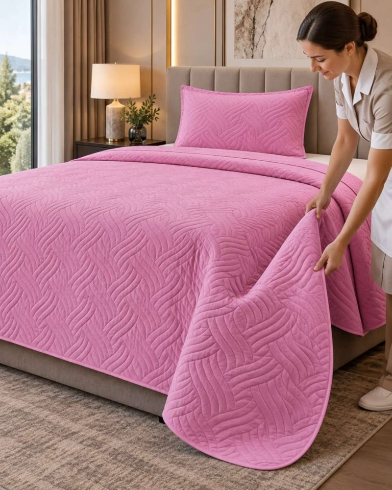 CUBRECAMA COLCHA DELGADA DE VERANO PLAZA Y MEDIA CON FUNDA DE ALMOHADA - 2
