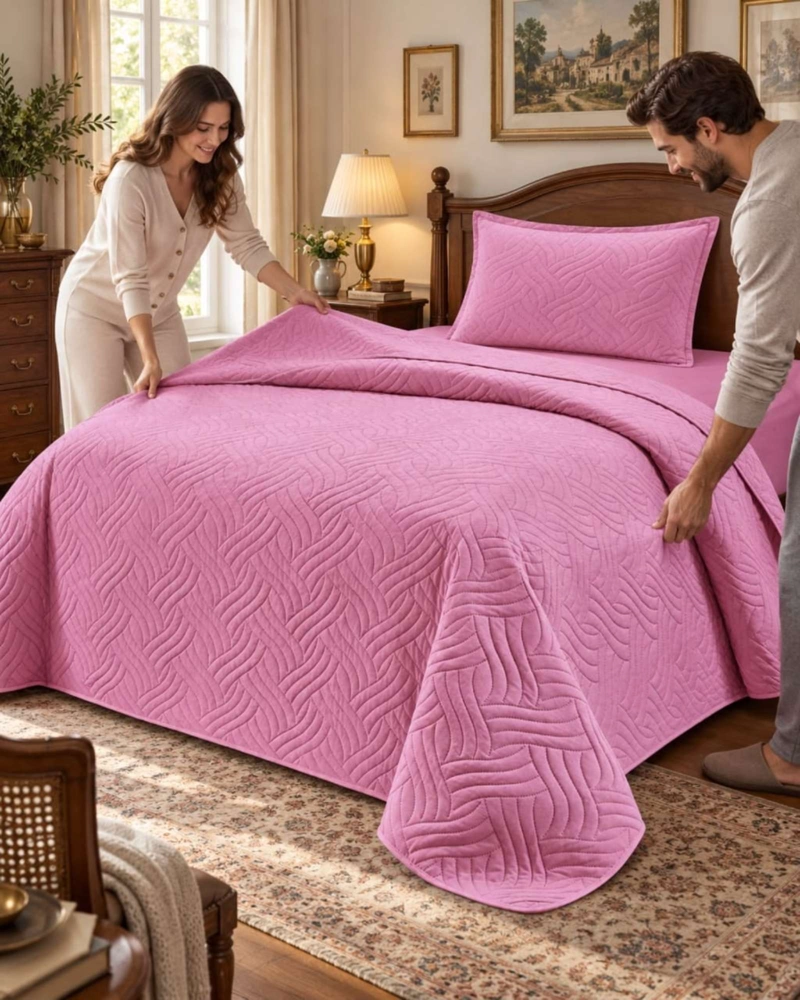 CUBRECAMA COLCHA DELGADA DE VERANO PLAZA Y MEDIA CON FUNDA DE ALMOHADA - 6