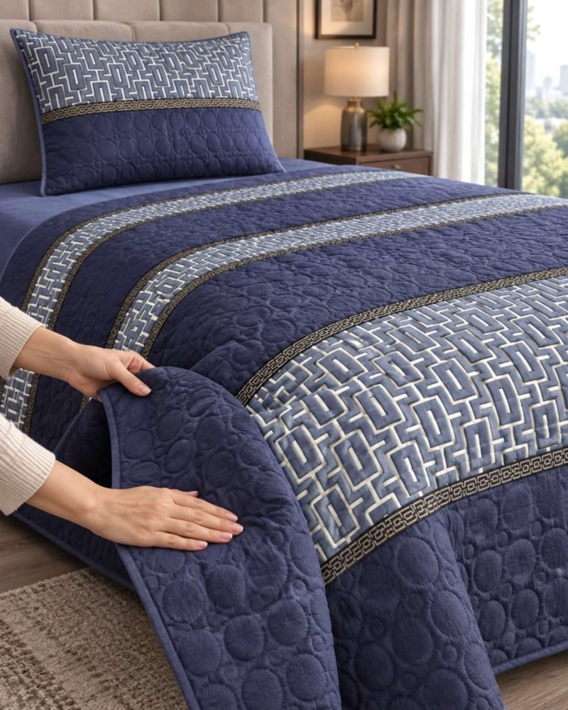 CUBRECAMA COLCHA DELGADA DE VERANO PLAZA Y MEDIA CON FUNDA DE ALMOHADA - 1