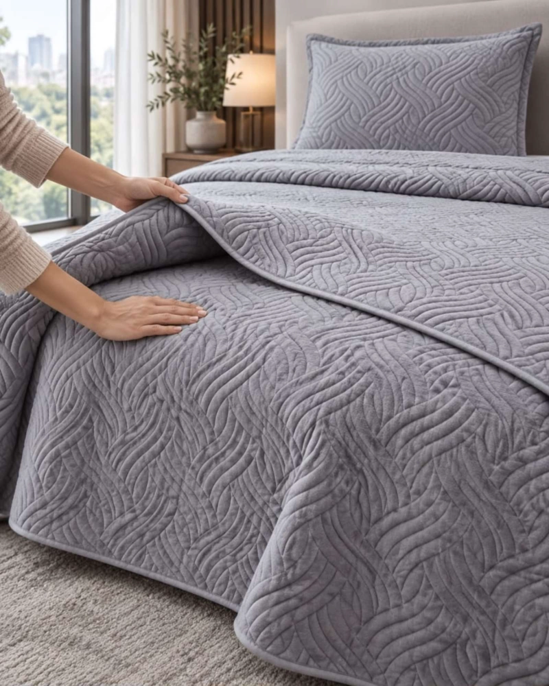 CUBRECAMA COLCHA DELGADA DE VERANO PLAZA Y MEDIA CON FUNDA DE ALMOHADA - 1