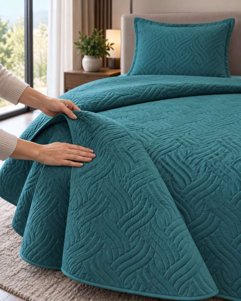 CUBRECAMA COLCHA DELGADA DE VERANO PLAZA Y MEDIA CON FUNDA DE ALMOHADA - 1