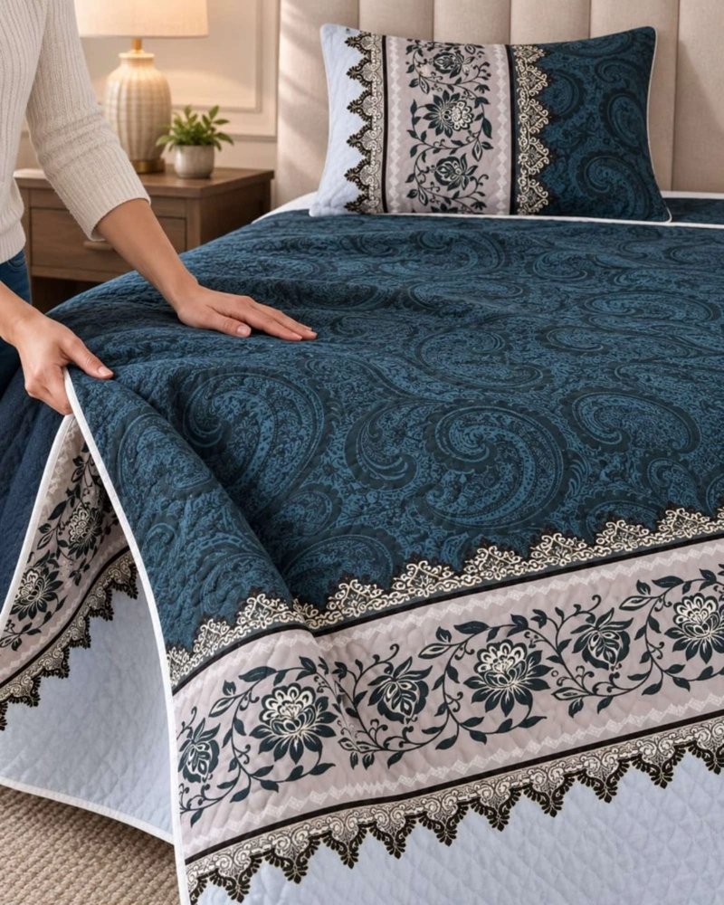 CUBRECAMA COLCHA DELGADA DE VERANO PLAZA Y MEDIA CON FUNDA DE ALMOHADA - 1