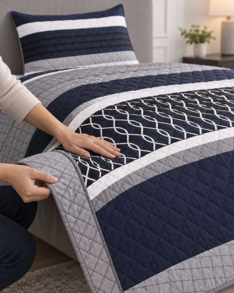 CUBRECAMA COLCHA DELGADA DE VERANO PLAZA Y MEDIA CON FUNDA DE ALMOHADA - 5