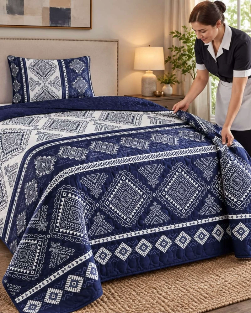 CUBRECAMA COLCHA DELGADA DE VERANO PLAZA Y MEDIA CON FUNDA DE ALMOHADA - 1