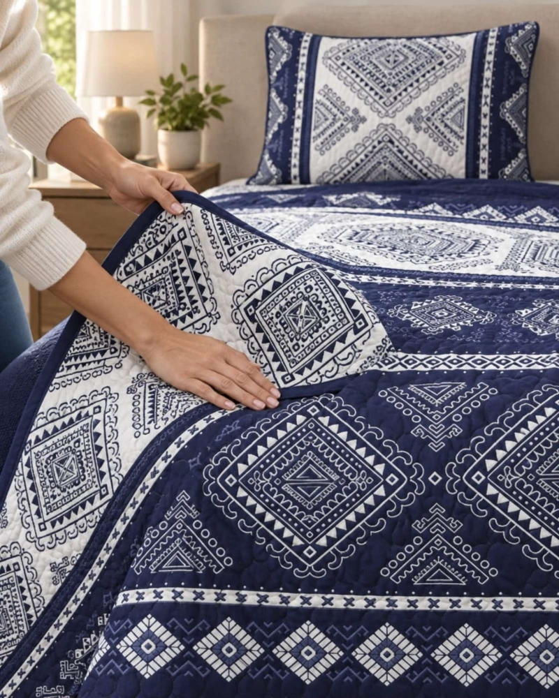 CUBRECAMA COLCHA DELGADA DE VERANO PLAZA Y MEDIA CON FUNDA DE ALMOHADA - 2