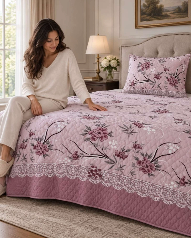 CUBRECAMA COLCHA DELGADA DE VERANO PLAZA Y MEDIA CON FUNDA DE ALMOHADA - 1