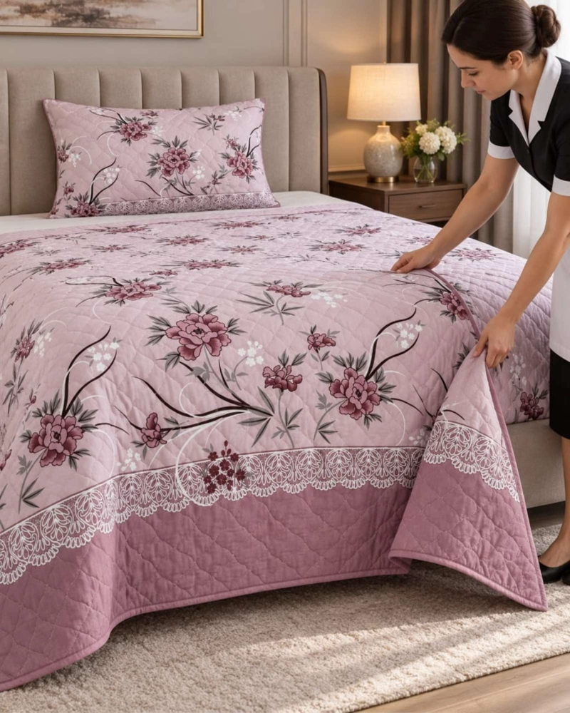 CUBRECAMA COLCHA DELGADA DE VERANO PLAZA Y MEDIA CON FUNDA DE ALMOHADA - 2
