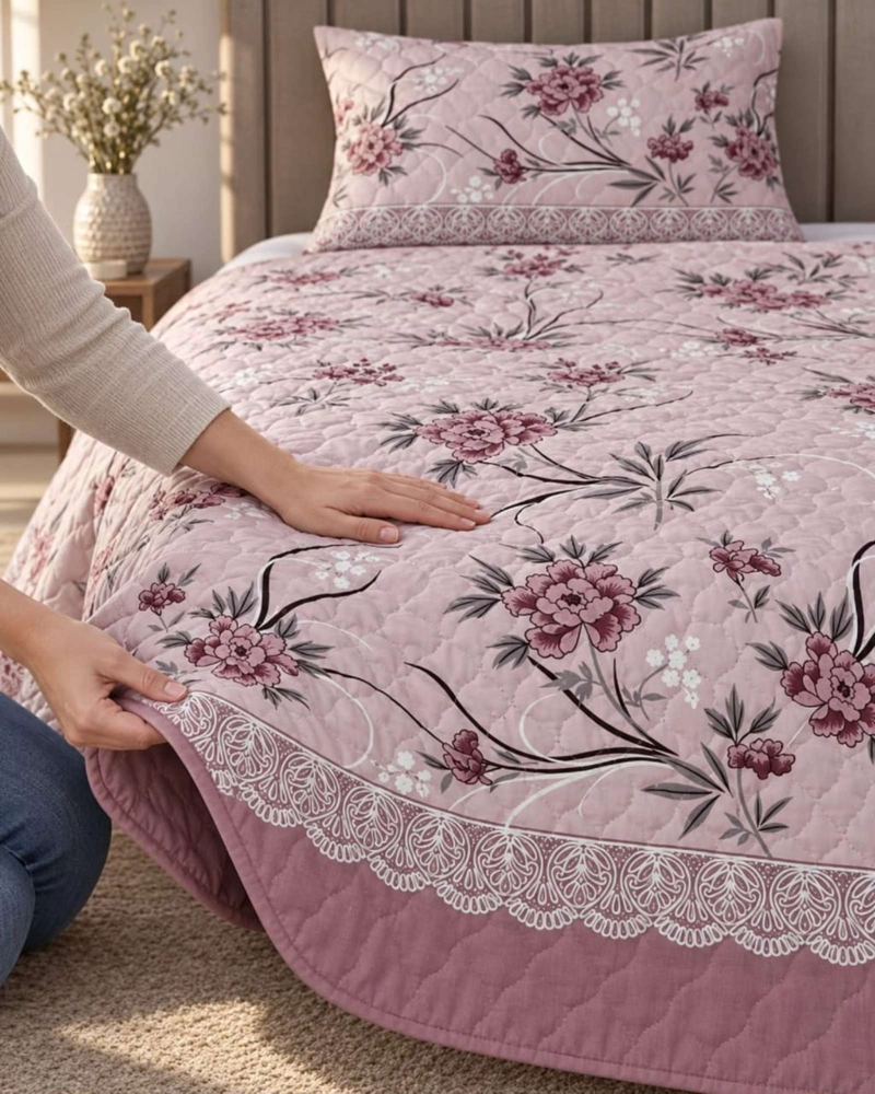CUBRECAMA COLCHA DELGADA DE VERANO PLAZA Y MEDIA CON FUNDA DE ALMOHADA - 6