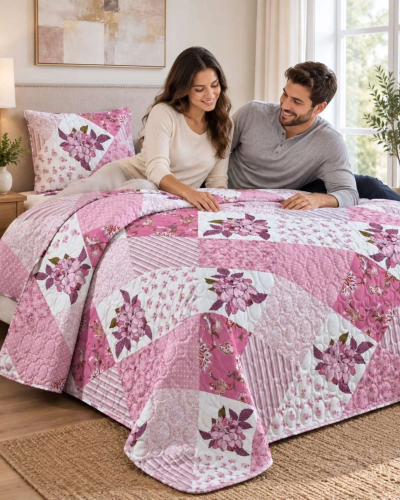CUBRECAMA COLCHA DELGADA DE VERANO PLAZA Y MEDIA CON FUNDA DE ALMOHADA - 5