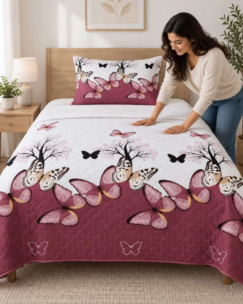 CUBRECAMA COLCHA DELGADA DE VERANO PLAZA Y MEDIA CON FUNDA DE ALMOHADA - 2