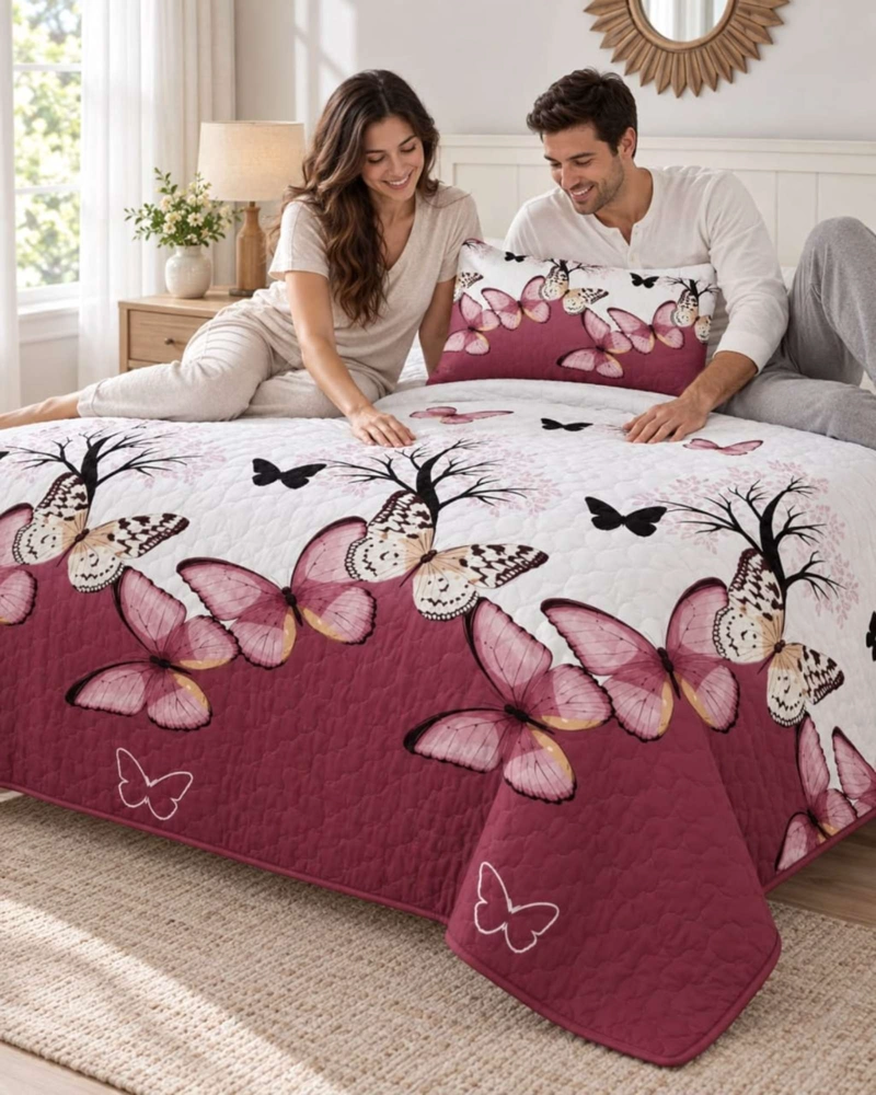 CUBRECAMA COLCHA DELGADA DE VERANO PLAZA Y MEDIA CON FUNDA DE ALMOHADA - 5