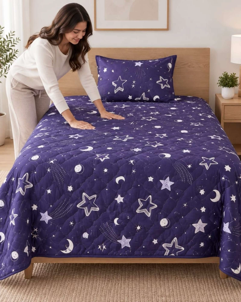 CUBRECAMA COLCHA DELGADA DE VERANO PLAZA Y MEDIA CON FUNDA DE ALMOHADA - 1