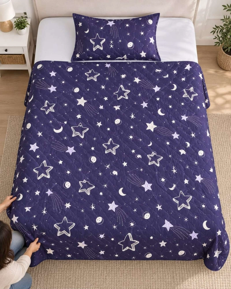 CUBRECAMA COLCHA DELGADA DE VERANO PLAZA Y MEDIA CON FUNDA DE ALMOHADA - 4
