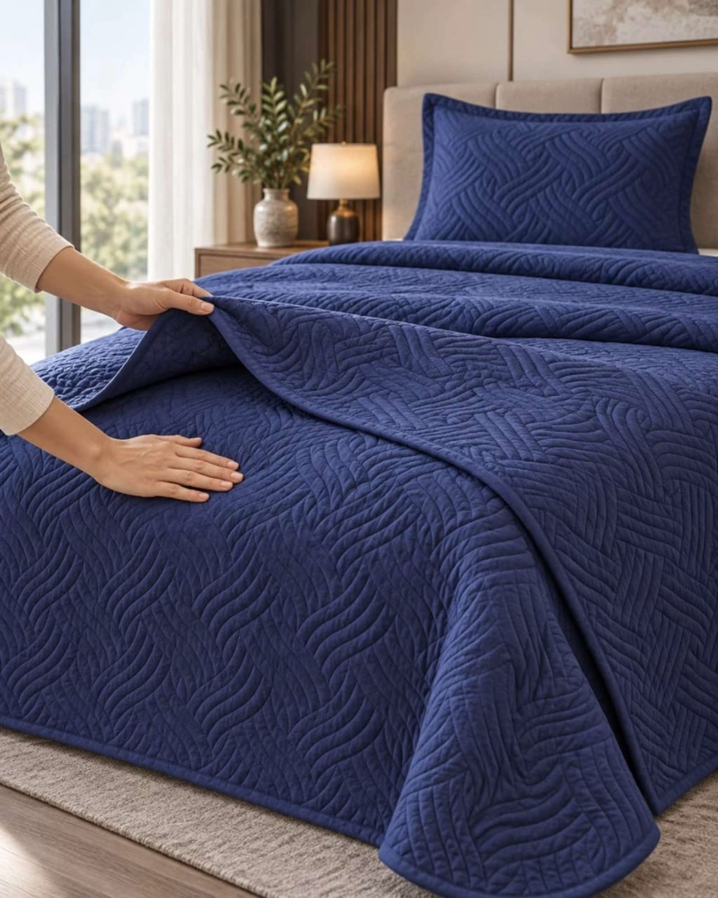CUBRECAMA COLCHA DELGADA DE VERANO PLAZA Y MEDIA CON FUNDA DE ALMOHADA - 1